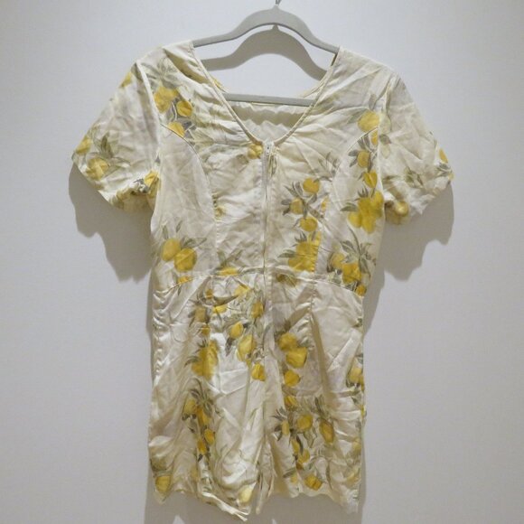 SAMANTHA PLEET Park Romper Citrus Print Silk Coquette Quirky Abstract Ethereal - Picture 10 of 16